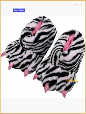 Furry Monster Paw Slippers - Plush Animal Claw Slippers for Adults - Non-Slip